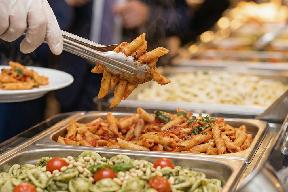 Frisches Pasta-Buffet beim Catering vom Melograno