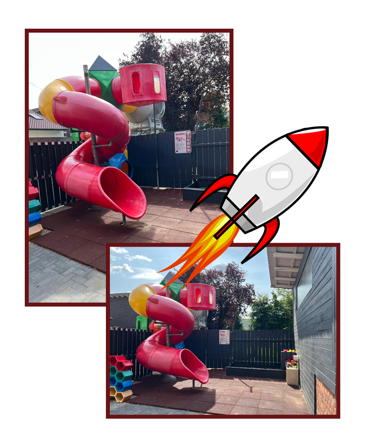 Spiel- und Rutschturm im Gastgarten des Melograno Hohenhameln